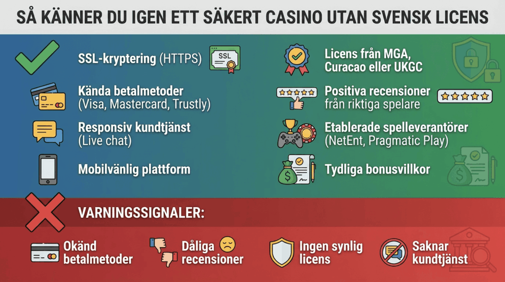 så känner du igen ett säkert casino utan svensk licens
